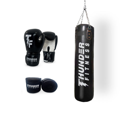 Boxningssäck 35 kg & Boxhandskar & Boxlindor Set