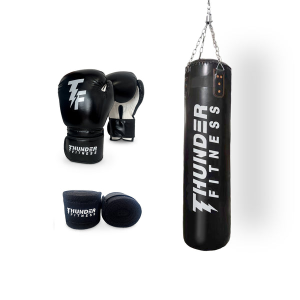 Boxningssäck 35 kg & Boxhandskar & Boxlindor Set