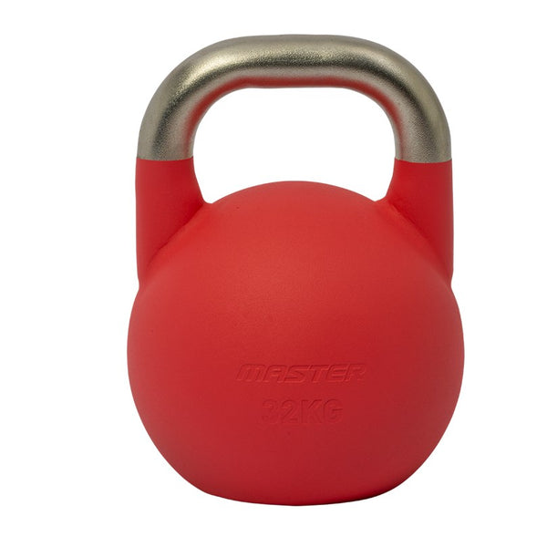 Dessa kettlebells har samma mått oavsett vikt, här den tyngsta på 32 kg